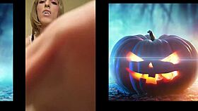 Halloween tranny blasts massive dick cumshot!
