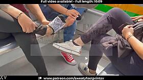 Colombian BBW Removes Sweaty Shoes Socks Cableway Medellin Public Part 1