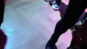 Yo this horny milf sneaks a quick jerk in the nightclub toilet