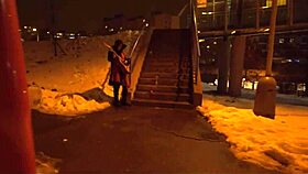 Picking up street artist Melany Mendes with her big brunette tits