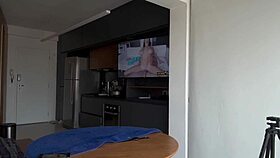 Amateur unloads huge creampie cumshot on roommate to relax