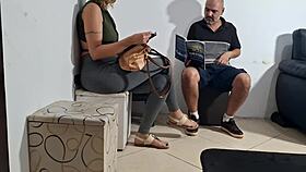 whoa flashing dick at dentist gets groped then licked in waiting room!