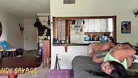 raw passion surges as pretty asian beauty gets dominated rough by lover before work