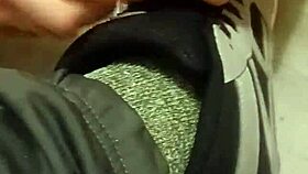 friend enthusiastically trashes sneakers in playful destruction