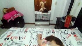 latina wife cheats bending over in thong as hubby films her moans