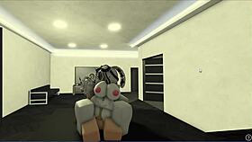 Roblox slut chokes on dick before wild pussy pounding