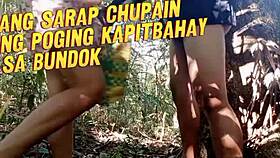 Girlfriend drops to knees for tasty blowjob amid forest greenery with boyfriend