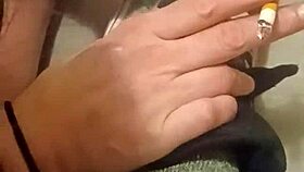 friend enthusiastically trashes sneakers in playful destruction