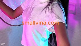 horny 18+ asian teen with big ass masturbates solo in bathroom