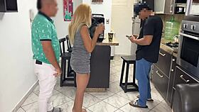 Latina girlfriend dances reggaeton on friend's cock then gets fucked doggystyle