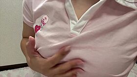 japanese brunette comes home sweaty from tennis and fingers pussy