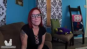 Exhibitionist redhead jane cane films shy tinder pickup riding her huge cock