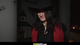 Picking up street artist Melany Mendes with her big brunette tits