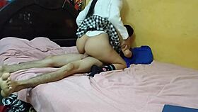 Latina schoolgirl teases with groping and deep fingering play