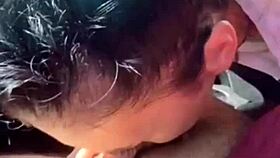 Gabriella gulps huge cum mouthful after sucking Speedy's throbbing cock and heavy balls