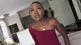 Innocent Skinny Ebony Falls for Fake Casting Fuck