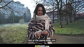 Lena Coxx, beautiful French babe, ready for my cock on Prague streets?