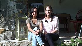 shaved lesbian babes kiss clits intimately outdoors wow!