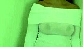 Busty neighbor amateur teases with huge natural tits up close