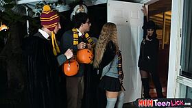 halloween trick or treat turns into wild lesbian toy play magic