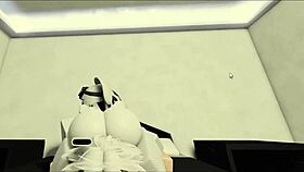 Roblox slut chokes on dick before wild pussy pounding