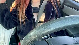 Artemisia love flashes big tits nipples car ride solo