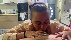 Busty amateur gives public pool blowjob then rides cock home for anal creampie