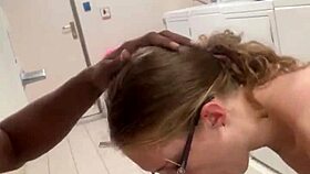 Bold deepthroat devours monster black cock fiercely