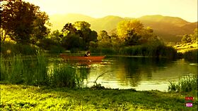That couple bangs rough cowgirl style on a vintage boat in the lake outdoors
