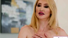 Busty milf teaches young petite how to lick pussy in hot 69