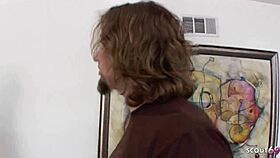 blonde pigtail beauty picked up for first creampie casting her tight pussy drips cum