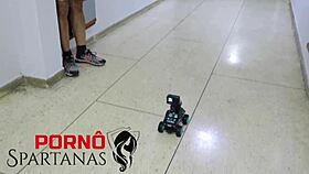 cintia calls hot blonde neighbor for anal explanation fun