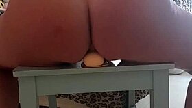 Neighbor sits ass on dildo shaking curves