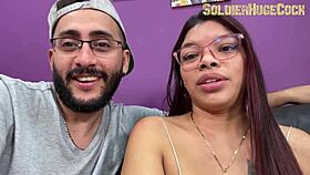 Hey, watch this beauty deepthroat my monster cock sloppy!