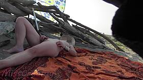 teacher flashes wet pussy on beach for voyeurs