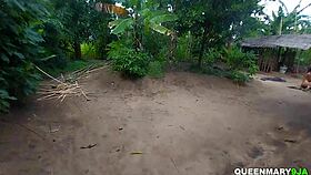 sex hunters slam horny curvy babes doggystyle in rustic native house