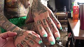 full tattoo rin strips naked, i suck her nipples and neck before she licks my hard cock