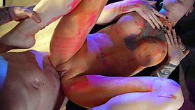 Body Painting Turns Into Brutal Pussy Pounding On Massage Desk!