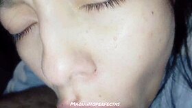 he unloads massive cumshot across her pretty face close up