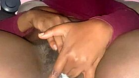 Watch this horny brunette finger her wet hairy pussy to orgasm! 🥵💦