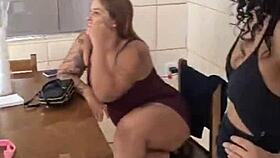 friends chatting turns into teasing flashes and bare reveals