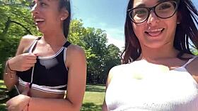 Sara Diamante and Italian TikToker go wild licking at the park like total sluts