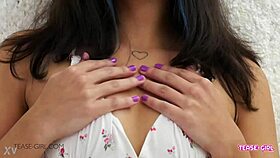 petite 18+ teen reveals her perfect body in close-up view