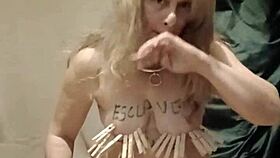 french milf slave autoseance with belt clamps bondage orgasm