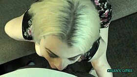 nadia white skips interview grabs cullen's cock for sloppy blowjob