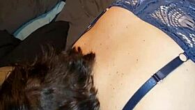 that glowing milf with hard nipples drops to knees sucking big cock eagerly