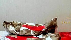 dark haired milf angela teases with huge boobs and stockings seduction