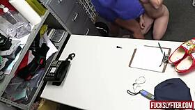 sexy shy cop films herself stealing then getting petite body fucked hardcore at work