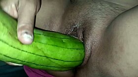shaved pussy stuffed with fruit until she squirts multiple times!