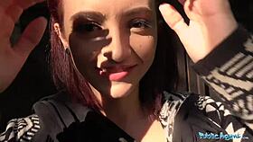 public agent: euro guy fucks hot redhead lola fae outdoors for cash